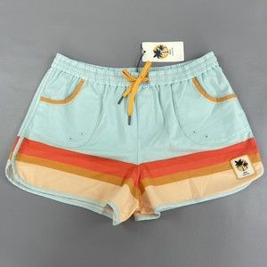 NWT United By Blue x Corona Board Short Blue Multi Stripe Women's Large